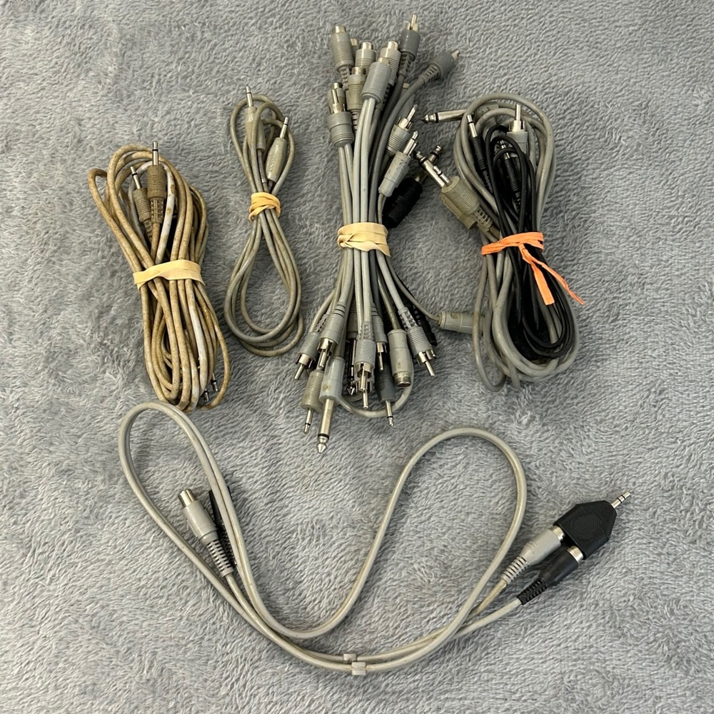 Vintage Audio Patch Cable Lot RCA 1/4 Inch 3.5mm Sony Adapters Splitters Gray